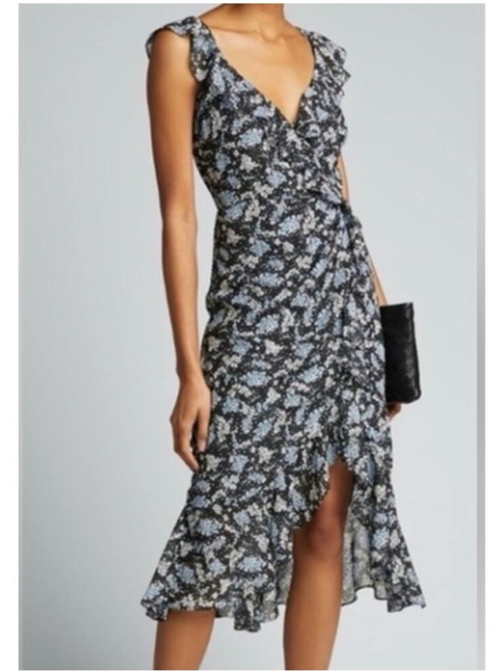 Veronica Beard Amal Ruffled Floral Silk Midi Dress - Picture 1 of 8